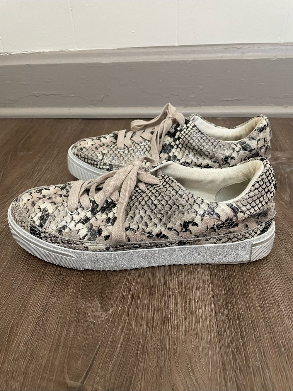 All Saints Trish Sneakers Python Snake Size 9 Animal Print Lace Up Shoes